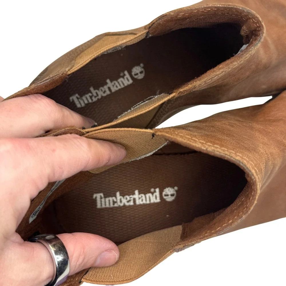 Timberland Leather Chelsea Boots Women's‎ 11 Brown Block Heel ReBOTL Defender